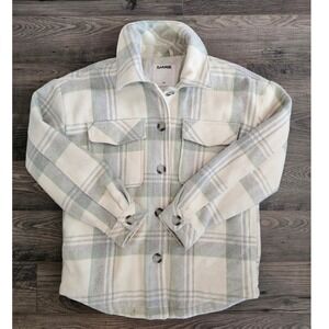 Women's PS Garage Plaid Shacket Jacket Button Front Shirt Small Petite Autumn